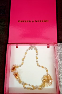 Vintage Boxed Butler & Wilson Peach/Rose Gold Colour Flower Beaded Necklace - Image 1 of 4