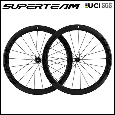 Juego de ruedas de carreras SUPERTEAM freno de disco 700C ruedas de carbono ruedas de bicicleta de carretera UCIRoad Foto 1 de 4