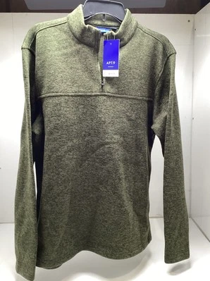 APT. Suéter 9 Seriously Soft Polar Cuarto Cremallera Pullover Para Hombre Grande Verde Foto 1 de 3