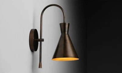 Lámpara de Pared Estilo Vintage Latón - Aplique Cono Moderno Bronce Iluminación Interior Foto 1 de 4