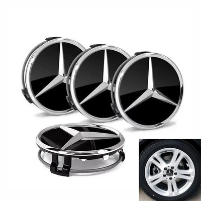 Fit For Mercedes Benz A C E GLA Wheel Centre Caps Emblem Rim Hub Cover 4pcs 75mm - Image 1 of 4