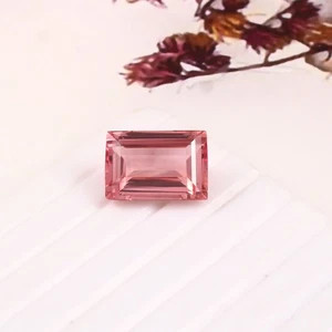 Natural Ceylon Pink Padparadscha Sapphire Loose Gemstone Baguette Cut 8.25 Ct - Picture 1 of 5