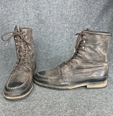 "Botas militares All Saints para hombre EE. UU. 10 EU43 UK9 cuero envejecido punta simulada 7""" Foto 1 de 4