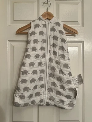 POTTERY BARN KIDS Talla Pequeña Algodón Muselina Saco de Dormir Usable Manta Elefantes Foto 1 de 4