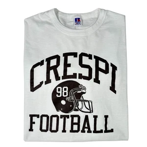 Camiseta deportiva vintage Crespi High School Football 1998 Russell XL blanca - Imagen 1 de 5