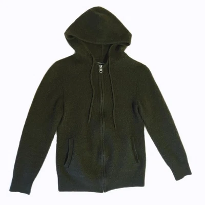 Мужской кардиган с капюшоном на молнии из 100% кашемира AllSaints темно-оливковый размер маленький - Изображение 1 из 4