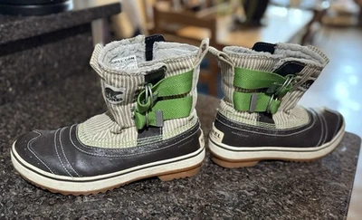 Botas de invierno impermeables SOREL Tivoli para mujer sin cordones marrón verde rayas talla 5,5 Foto 1 de 4