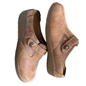 duluth trading womens andina mule clog shoes 7.5 brown leather comfort slip on - Picture 1 of 12