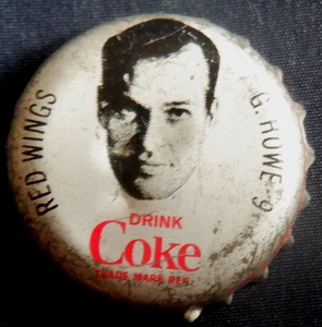 Tapa de botella de Coca-Cola Gordie Howe, 1964-65 Red Wings - Imagen 1 de 2