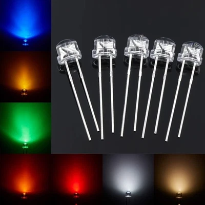 LED 5mm 4,8mm Flachkopf Kurzkopf klar straw hat Strohhut LEDs 10 20 50 100 Stück - Bild 1 von 4