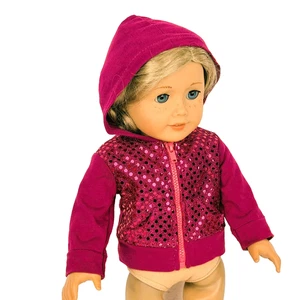 Sophia’s 18" Doll Sequin Hoodie Matching Sneakers Berry Fits American Girl Dolls - Picture 1 of 7
