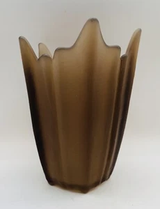 Viking Glass MCM Brown Satin Textured Vase Vintage Beautiful - Picture 1 of 4
