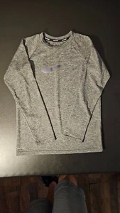 Nike Swim UPF40+ Dri-Fit Youth L Gray Long Sleeve Shirt - Picture 1 of 10