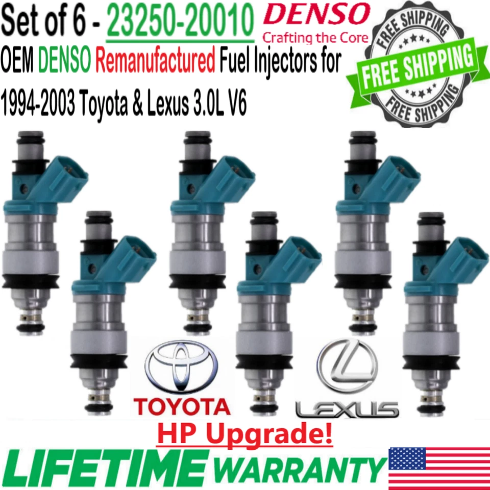Denso Genuine 6 Sets HP Upgrade Fuel Injectors For 1994-2001 Lexus ES300 3.0L V6 Foto 1 de 4