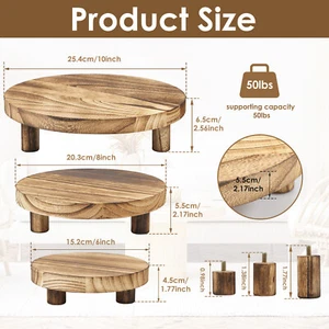3Pcs Wooden Stool Display Stand 3 Sizes Wood Plant Stand Round Wood Riser teqww - Picture 1 of 11