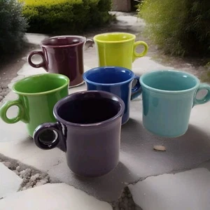 Fiesta Ware Kaffeetassen Ringgriff Homer Laughlin HLC ~ 6er Set Tassen - Bild 1 von 10