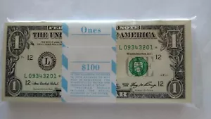 *2006 * FEDERAL RESERVE NOTES $1.00 STAR BEP PACK OF $100.00 IN SEQUENCE CRISPY - Picture 1 of 4