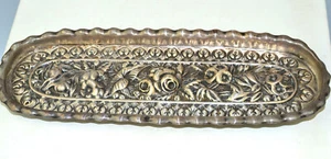 ANTIQUE WHITING MANUFACTURING CO. STERLING SILVER REPOUSSE 7.5" PIN OR PEN TRAY - Picture 1 of 5