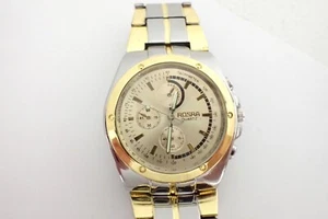 Rosra Mens Sports Watch NO 375 Two Tone Band New Battery Runs & Keeps Time 41mm - Picture 1 of 6