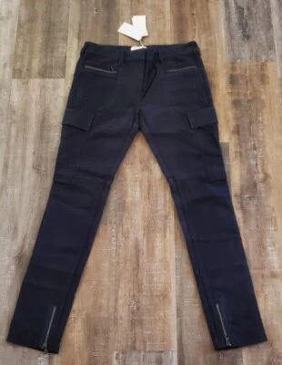 NUEVO CON ETIQUETAS 3.1 Phillip Lim Pantalones Ajustados Carga Algodón Azul Marino Cremallera Tobillo Talla 4 Foto 1 de 4