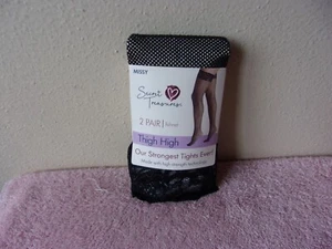 NEW SECRET TREASURES  2-PAC BLACK  NYLON BLEND LACE TOP 60 DENIER THIGH HIGHS - Picture 1 of 3
