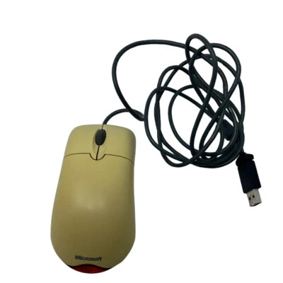 Microsoft Wheel Mouse Optical USB PS/2 Compatible X05- ITE- 78CJ White Yellowed - Image 1 of 4