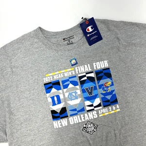 Champion 2022 Final Four New Orleans Men’s 2XL Tshirt Gray NWT Duke UNC Kansas V - Picture 1 of 11