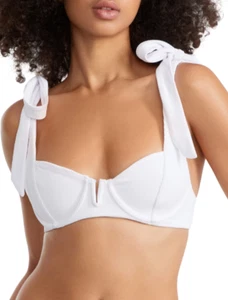 Beach Riot WHITE Blair Tie Shoulder Bikini Swim Top, US X-Large - Picture 1 of 4