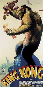 King Kong, 1933 Vintage Movie Art Print Gorilla NYC Huge Oversize Poster 52x26 - Picture 1 of 1