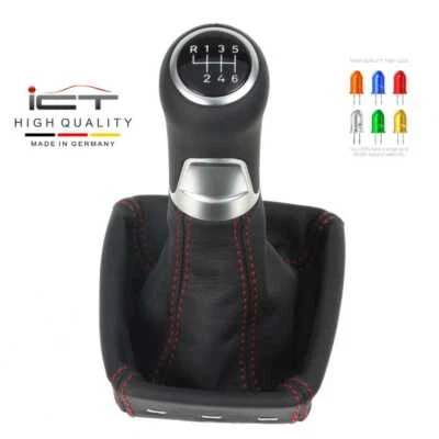 Leather ICT Gear Knob Shift Cover For Seat Exeo Type 3R Illuminated Red Stitching C44 - Image 1 of 4