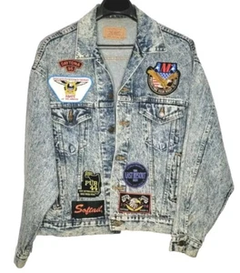 VINTAGE 1980 Harley Davidson Levi's Denim Jeans Giacca Patch HD Made in USA L VINTAGE - Foto 1 di 12