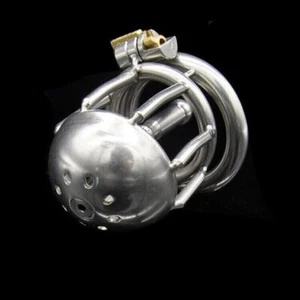 Stainless Steel Male Chastity Device W/Urethral Tube Small Cock Cage Penis Ring - Picture 1 of 10