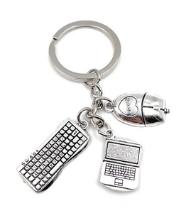 Portachiavi Tastiera PC Portatile Topolino Lavoro Computer PC Metallo Ciondolo - Foto 1 di 5