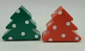 Salero y pimentero Hallmark árboles de lunares rojos y verdes Navidad 1992 usado en excelente estado - Imagen 1 de 4