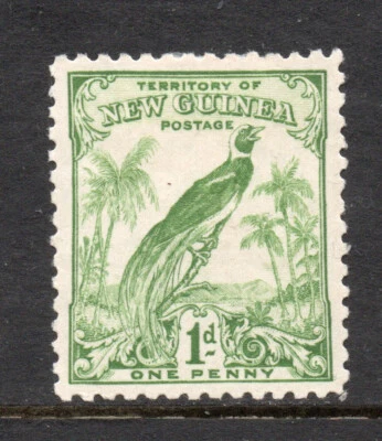 1932 New Guinea Raggiana Bird of Paradise (Mint) stamp One Penny 1d Green - image 1 of 2