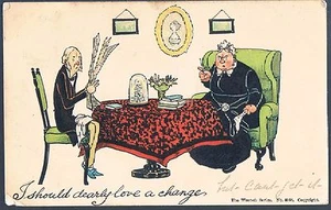 WRENCH POSTCARD 1903 I SHOULD DEARLY LOVE A CHANGE NAGGING WIFE - HERTFORD HEATH - Picture 1 of 2