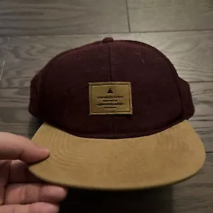ASOS Unrivalled Supply London England Red Maroon Snapback Hat Cap EUC Adjustable - Picture 1 of 11
