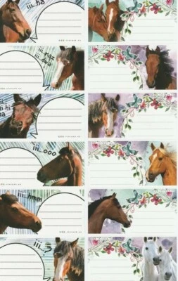 12 x Pferd Pferde Etiketten Schuletiketten Namensaufkleber Heftetiketten Starpak