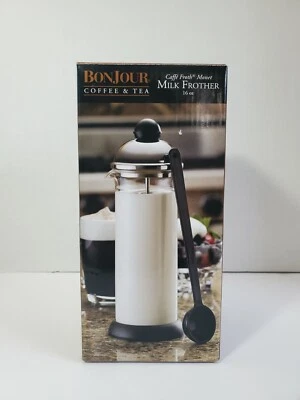 Bonjour 16 Oz Milk Frother Coffee Tea Creamy Rich Froth Measuring Scoop Coaster - Image 1 of 4