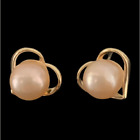 NEW Genuine Feshwater Pink Pearl Heart Stud Earrings Gold Bridal Wedding Gift