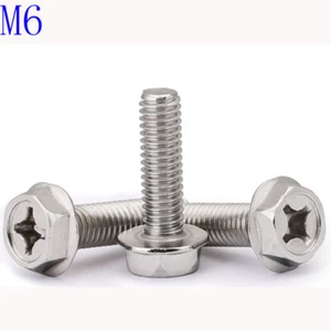 M6 Phillips Hex Washer  Flanged Hex Head Bolts  A2 304 Stainless Steel screws - Picture 1 of 4