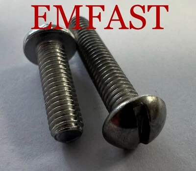 EMFAST 3/16 10/32 unf round slot machine screw stainless steel in 5/8 or 1 inch slotted