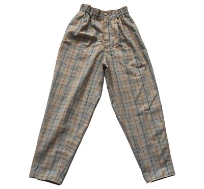 Womens Vintage Trousers 90s Japanese Checked High Waisted Pin Tuck Retro 6 - Image 1 of 2