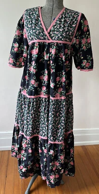 Vintage Cottage Core Prairie Patchwork Floral Dress Sz 8/10 Like Gunny Sax - Image 1 of 4