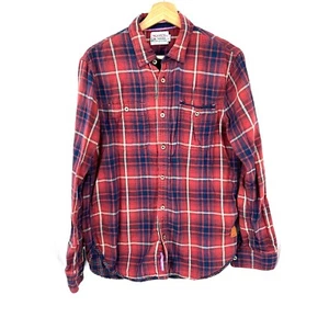 Scotch & Soda amsterdam gauze plaid button front shirt red blue cotton classic M - Picture 1 of 12