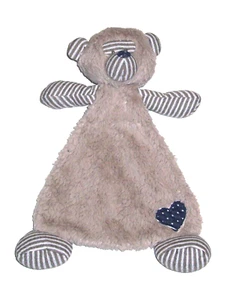 Demdaco Love You Baby Bear Cuore Blu a Pois Strisce Tan Sicurezza Lovey - Foto 1 di 3