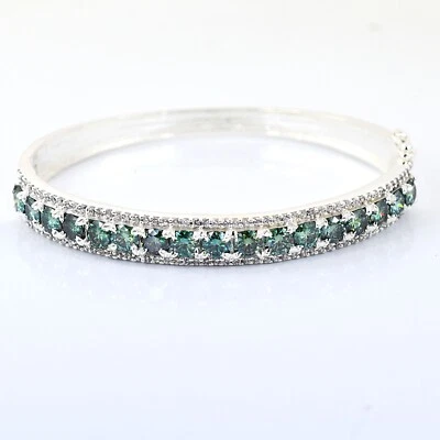 4 Ct Certified Blue Diamond 925 Silver Openable Bracelet ! FREE Diamond studs! - Изображение 1 из 4