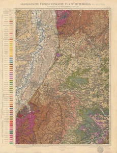 Geologische Übersichtskarte Württemberg #1 North Black Forest Stuttgart 1930 map - Picture 1 of 1