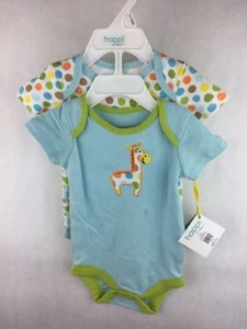 NWT Happi 2 Pack Bodysuit Giraffe Polka Dot Size 0 / 3 Months Cosmetic Flaw - Picture 1 of 5