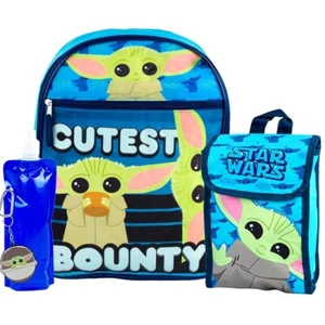 Star Wars Baby Yoda School Backpack Lunch box Book Bag Kids Gift Toy 5 Piece SET - Picture 1 of 9